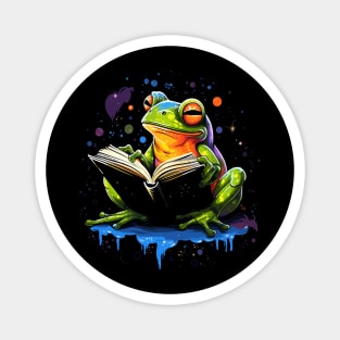 Frog Reads Book Magnet